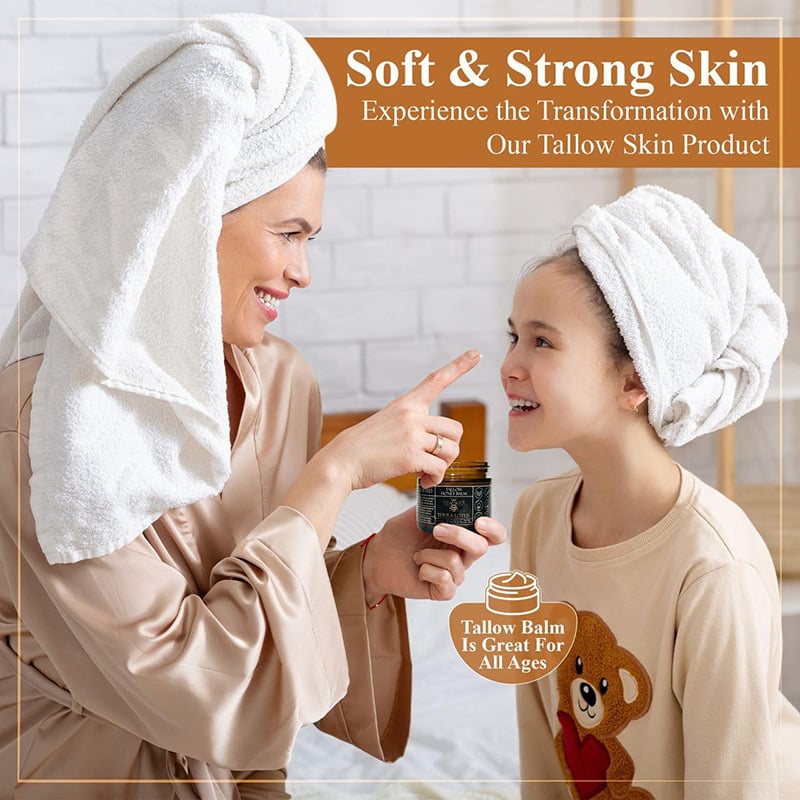 🌿 Organic Grass-Fed Beef Tallow Balm with Raw Honey - Handmade All-Natural Moisturizer for Soft, Smooth, Radiant Skin